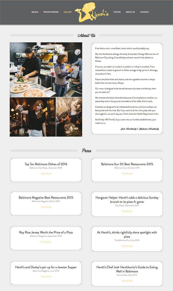 Hersh's Full About Us Page