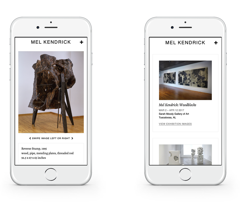 Mel Kendrick responsive website on mobile