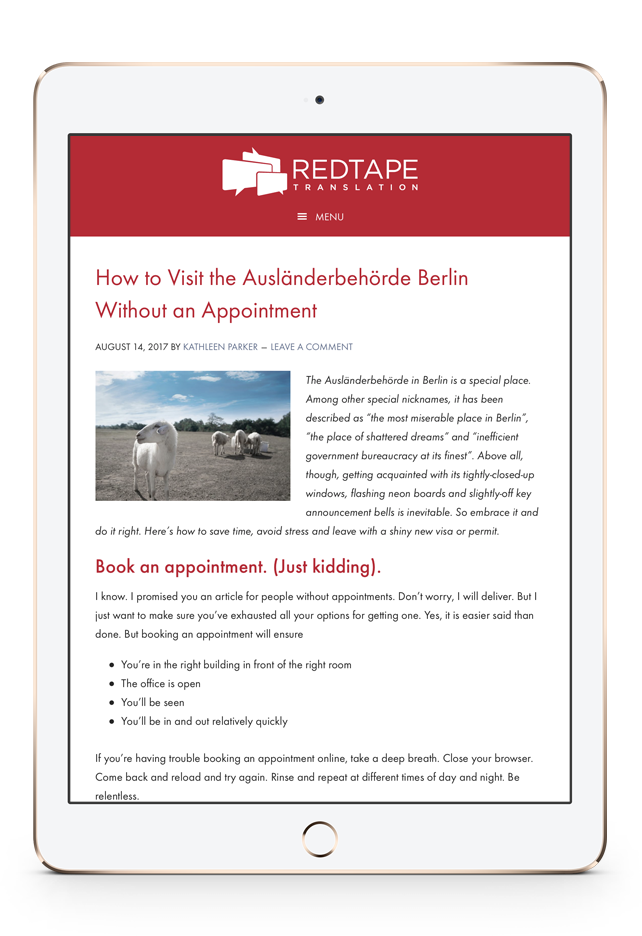 Red Tape Translation Blog Post on tablet