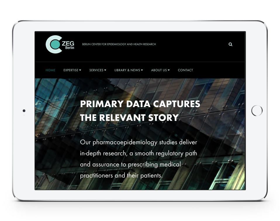 ZEG Berlin Home Page on tablet