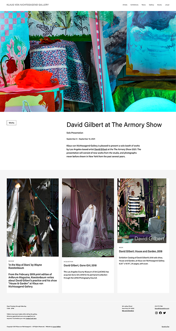 Klaus von Nichtssagend Exhibition page on Desktop
