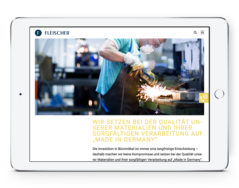 Fleischer Website Unternehmen Page on Tablet