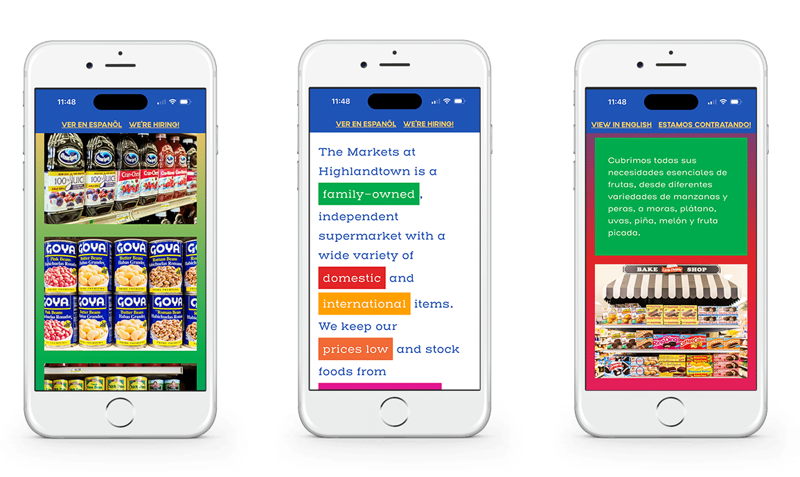 The Markets at Highlandtown Website on Mobile